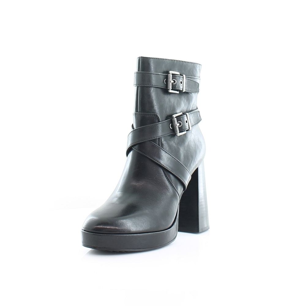 Vince Camuto Coliana Black Lux Distressed Size 9 M Leather Platform Ankle Boots